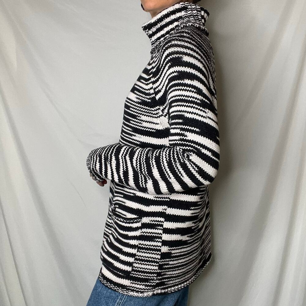 Chico's spacedye turtleneck chunky knit sweater‎ space dye black cream M - Picture 12 of 17